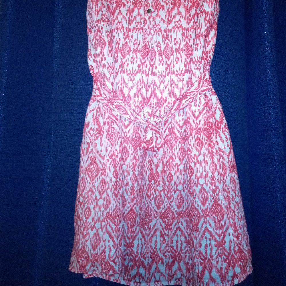 Cynthia Rowley Red & Cream Ikat Print Sleeveless Linen Dress Sz 10 NWT - Picture 11 of 11